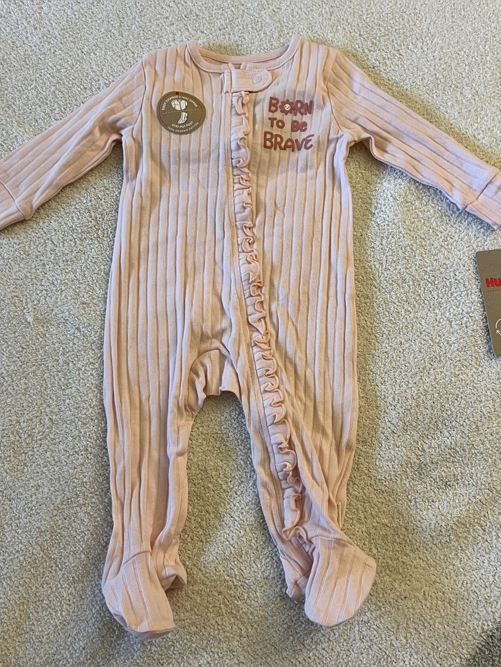 Huggies Babywear Born to Be Brave Organic Cotton Footed Sleeper NWT 6M